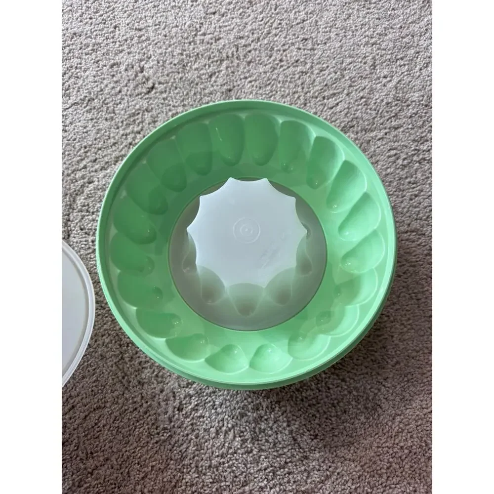 Vintage Tupperware Jel N Serve Jello Gelatin Dessert Mold Mint Green 3 Piece Lid